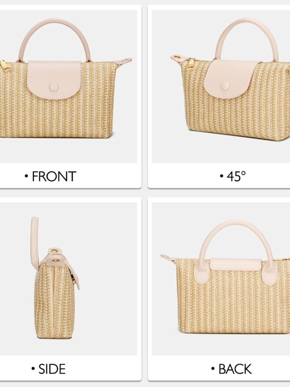 Mini Top Handle Purse for Women Small Summer Straw Beach Crossbody Bags for Lady - Picture 6 of 7